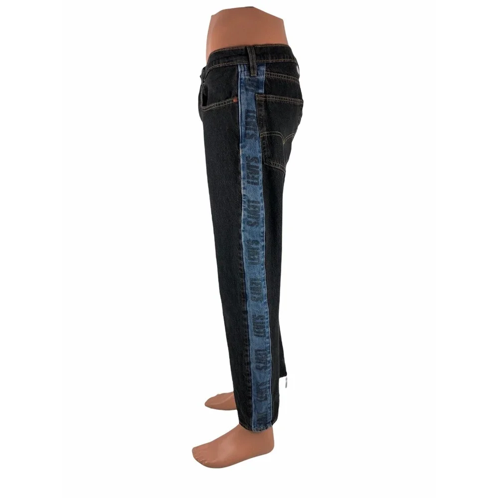 Levis Hi Ball Big E Roll Logo Stripe Jeans Mens 34 Blue Tapered Leg Inseam 28